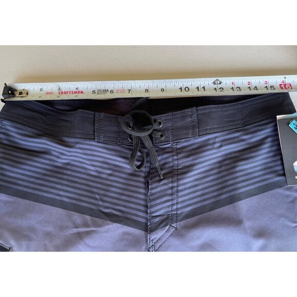 Burnside Mens 32 Board Shorts With Blue Gradient Stripes Drawstring Closure - Picture 5 of 6